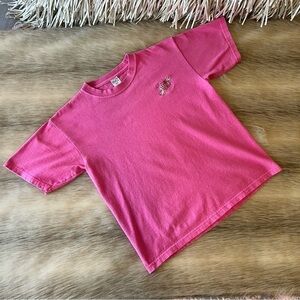 TEXAS Pink Short Sleeve Souvenir T-Shirt Crew Neck Embroidered M Youth
